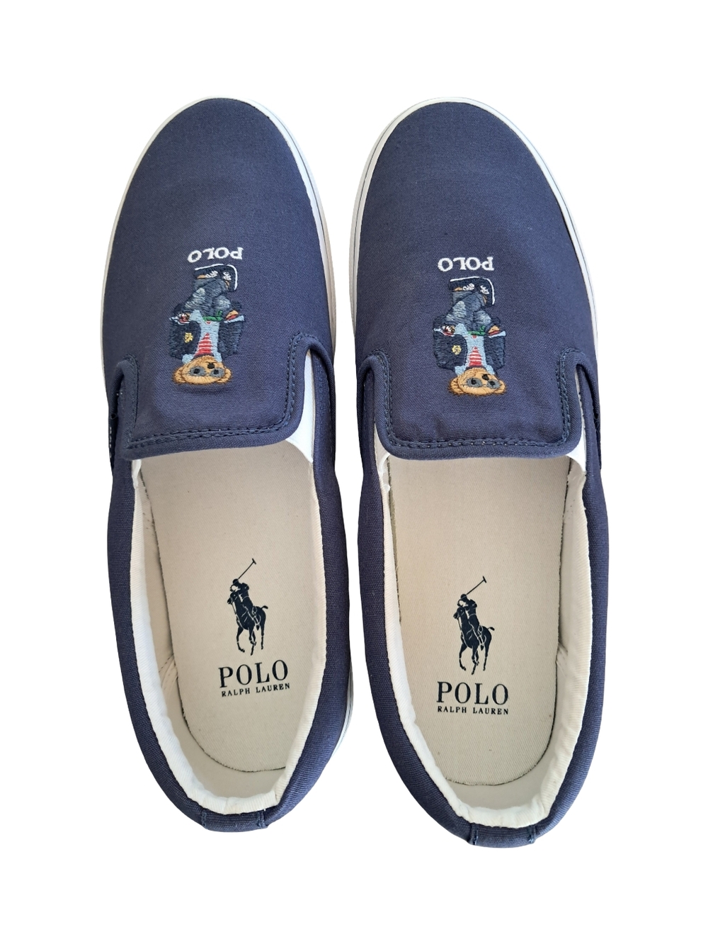 Polo Ralph Lauren KeatonMens Slip On Sneakers NEW Size 10.5 Navy Canvas - Picture 6 of 9